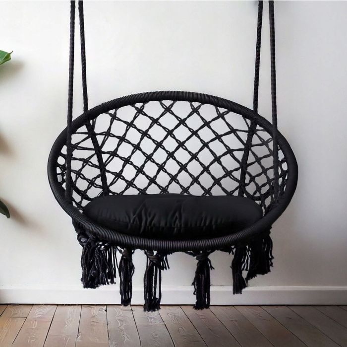 Підвісне крісло-гойдалка із подушкою BOHO 290011 Чорний
