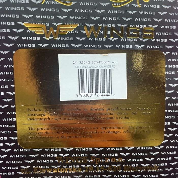 Чемодан тканевый средний Wings 1706 M Розовый