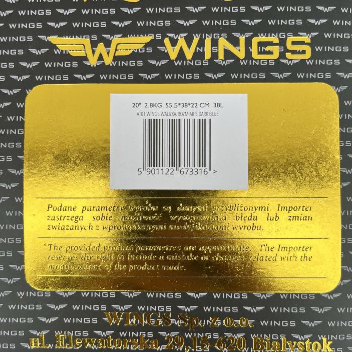 Чемодан дорожный малый Wings AT01 S Темно-синий