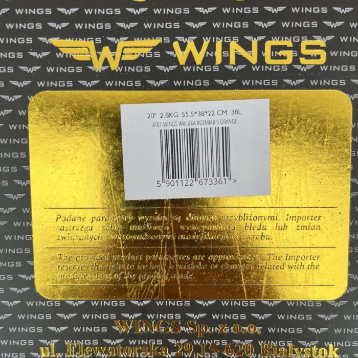 Чемодан дорожный малый Wings AT01 S Оранжевый