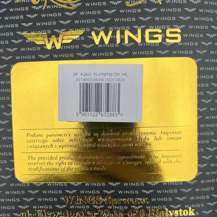 Валіза дорожня велика Wings AT01 L М'ятний