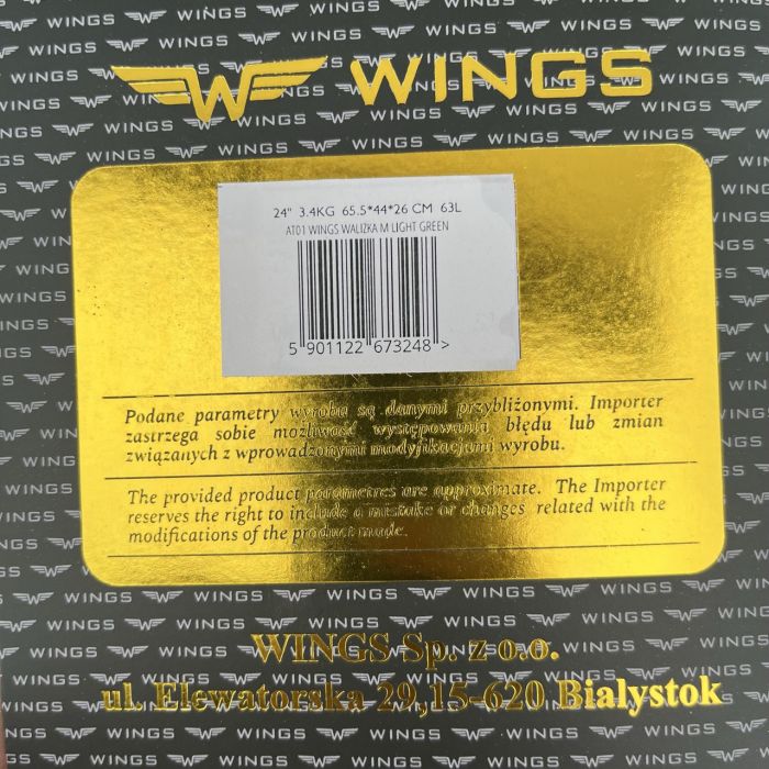 Чемодан дорожный средний Wings AT01 M М'ятный