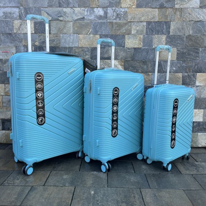 Чемодан дорожный малый из полипропилена Wings DQ181-05 S Голубой (Macaron blue)