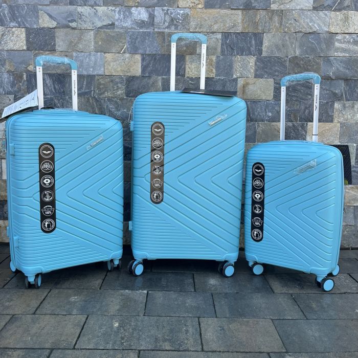 Чемодан дорожный большой из полипропилена Wings DQ181-05 L Голубой (Macaron blue)