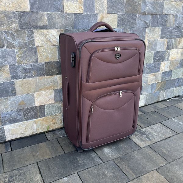 Чемодан тканевый большой на 2 колесах Wings 6802 L Коричневый