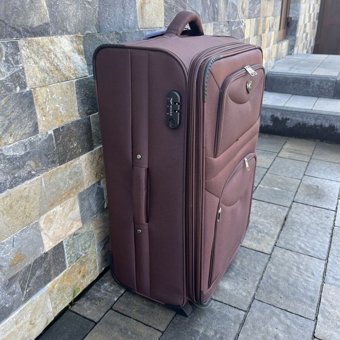 Чемодан тканевый большой на 2 колесах Wings 6802 L Коричневый