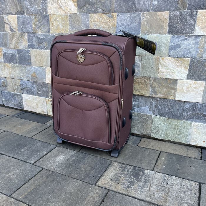 Чемодан тканевый малый на 2 колесах Wings 6802 S Коричневый