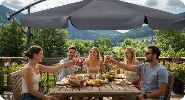 Парасоля садова з нахилом PLONOS PL-880 Сірий