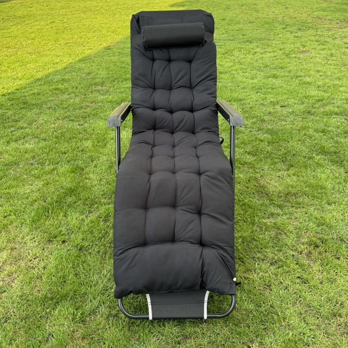 Садовый шезлонг тканевый + матрас IdealGarden CT-SF02-2406 Черный