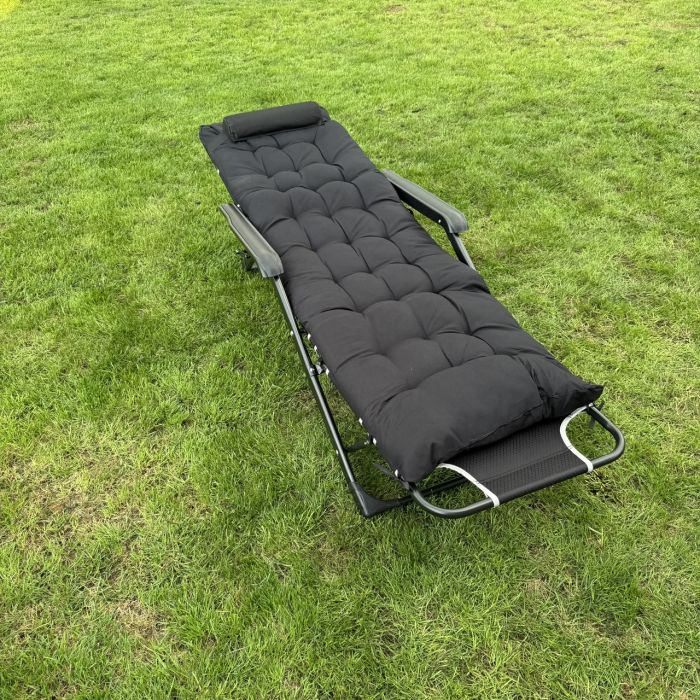 Садовый шезлонг тканевый + матрас IdealGarden CT-SF02-2406 Черный