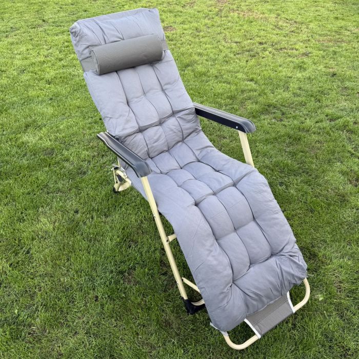 Садовий шезлонг тканинний + матрац IdealGarden CT-SF02-2402 Золото-сірий