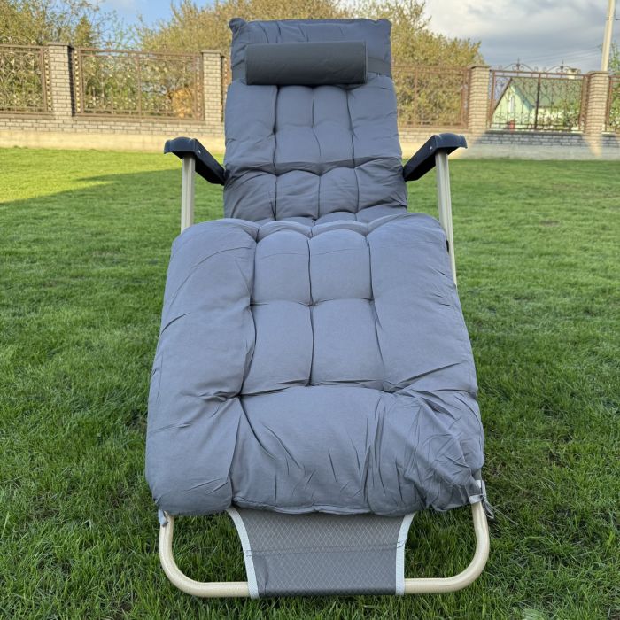 Садовий шезлонг тканинний + матрац IdealGarden CT-SF02-2402 Золото-сірий