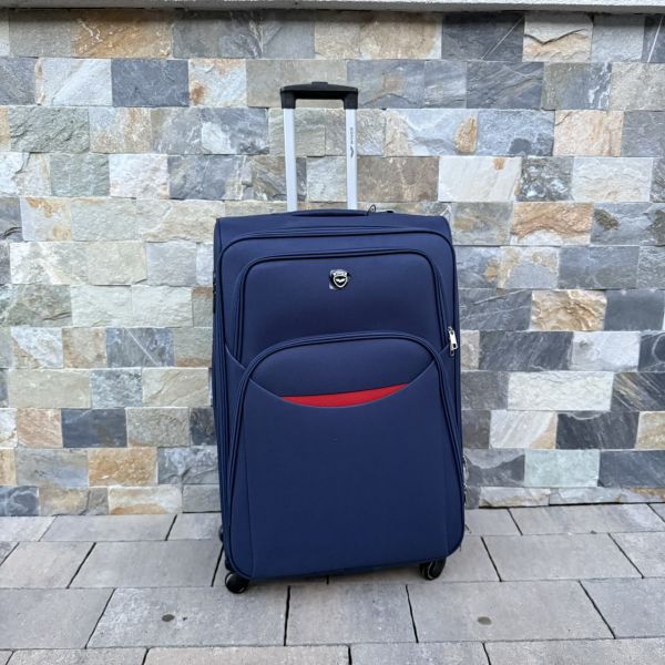 Чемодан тканевый большой на 4 колесах Wings 1708  L Синий