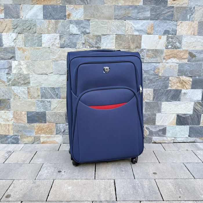 Чемодан тканевый большой на 4 колесах Wings 1708  L Синий