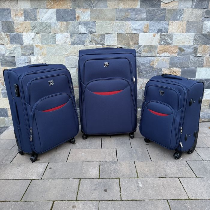 Чемодан тканевый малый на 4 колесах Wings 1708 S Синий