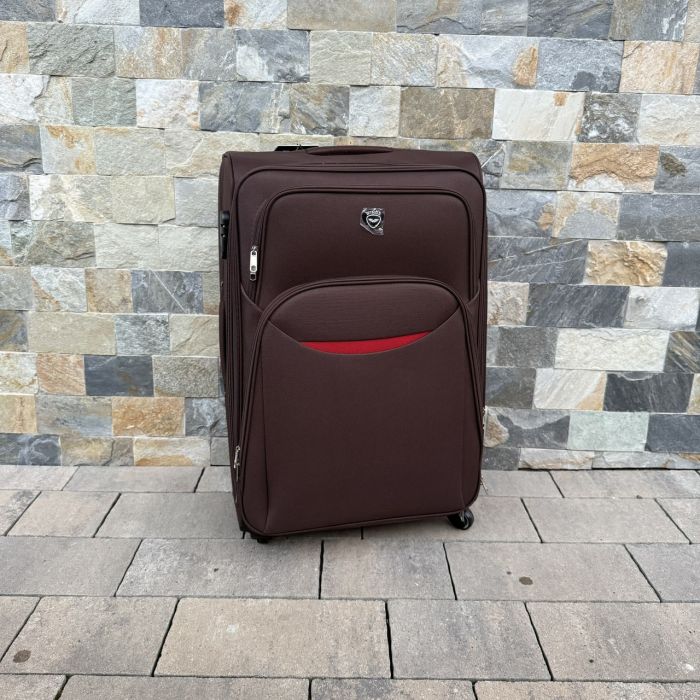 Чемодан тканевый большой на 4 колесах Wings 1708 L Коричневый