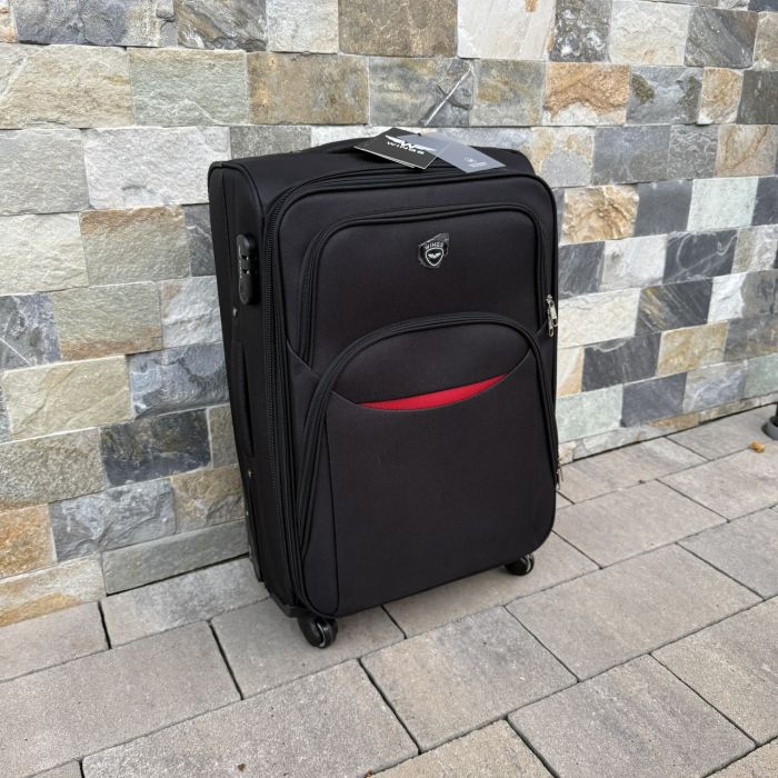 Чемодан тканевый средний на 4 колесах Wings 1708 M Черный