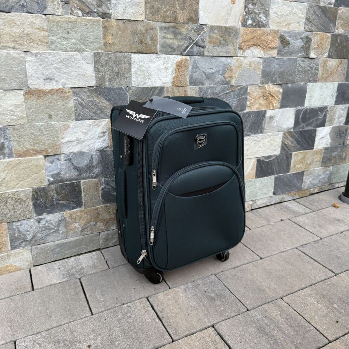 Чемодан тканевый малый на 4 колесах Wings 1708 S Зеленый