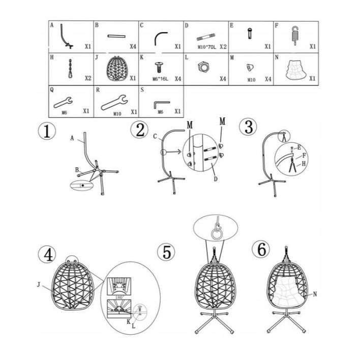 Підвісне крісло-кокон з подушкою Ecarla KR37 Сірий