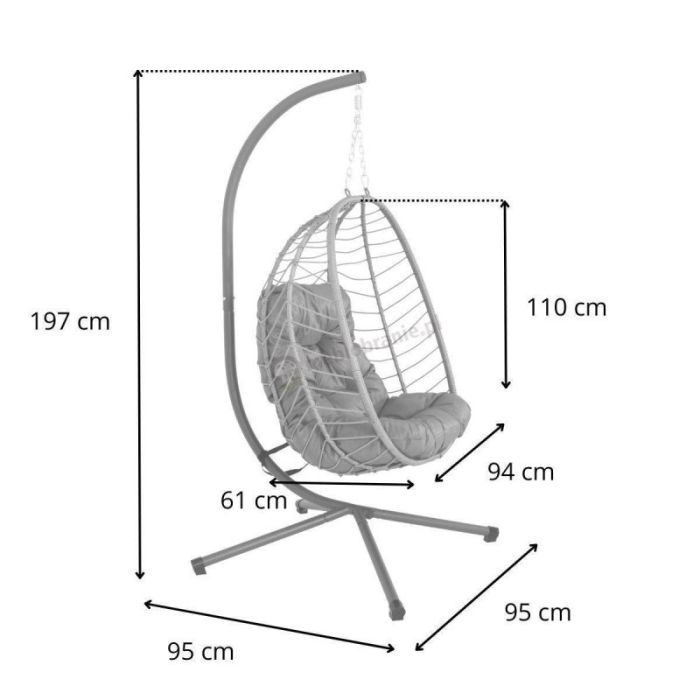 Підвісне крісло-кокон з подушкою Ecarla KR37 Сірий