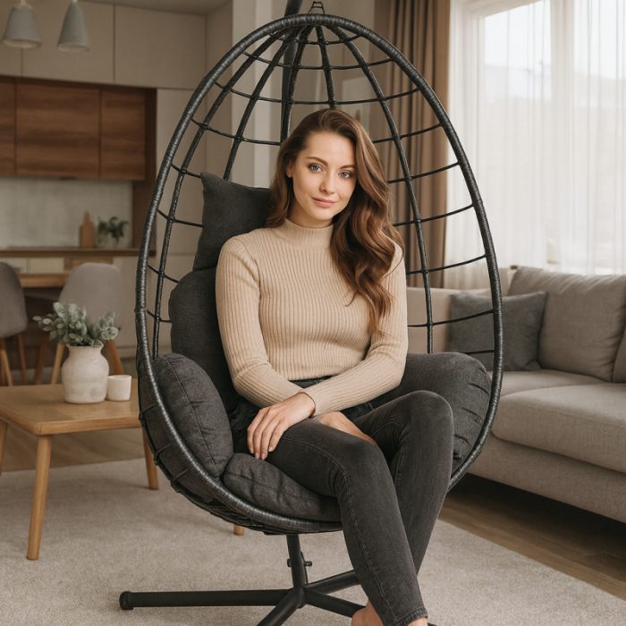 Подвесное кресло-кокон с подушкой Ecarla KR37 Графитовый