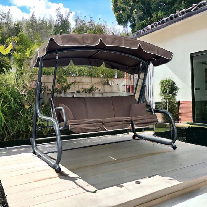 Садова гойдалка IdealGarden MAS-4026 3-х місна Коричневий