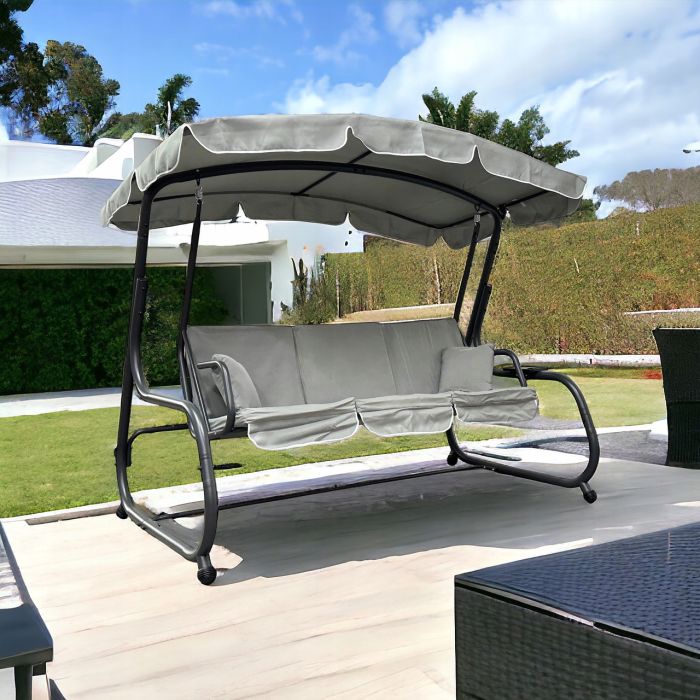 Садова гойдалка IdealGarden MAS-4026 3-х місна Світло-сірий